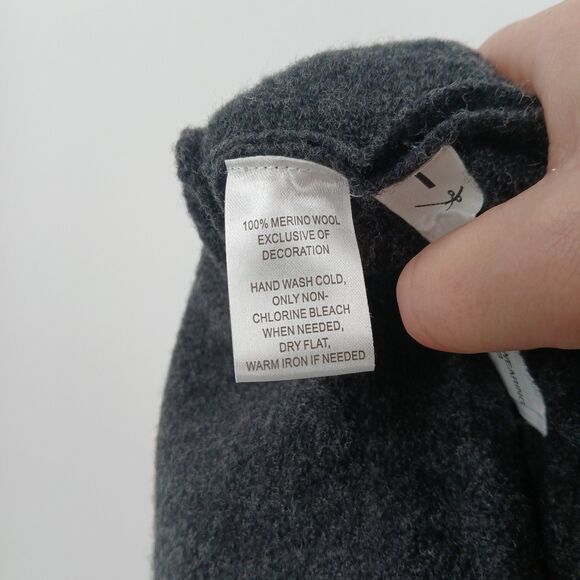 Ann Taylor Loft Merino Wool Sweater Jacket Womens M Gray Military Aesthetic - Picture 6 of 6